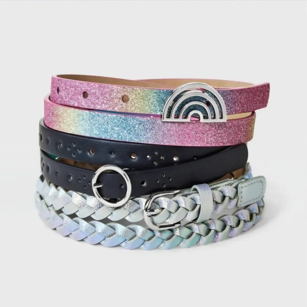 Girls' 2pk Rainbow Belt Set - Cat & Jack™ L: Adjustable Skinny Apparel